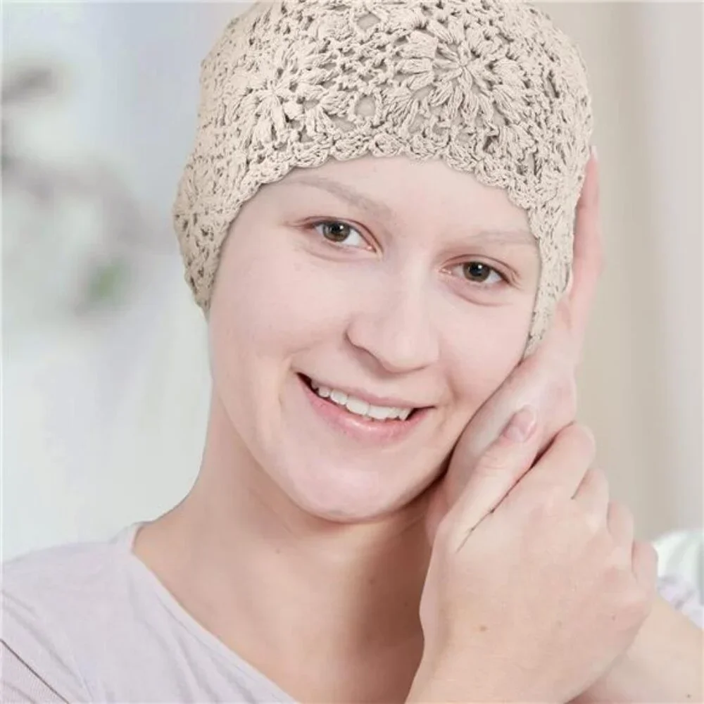 2 Pieces Floral Crochet Slouchy Beanie Hat Handmade Knit Cutout Women Floral - Picture 7 of 8